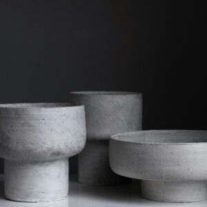 three grey claw bowls